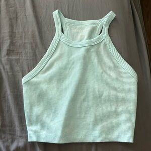 american eagle blue high neck crop top